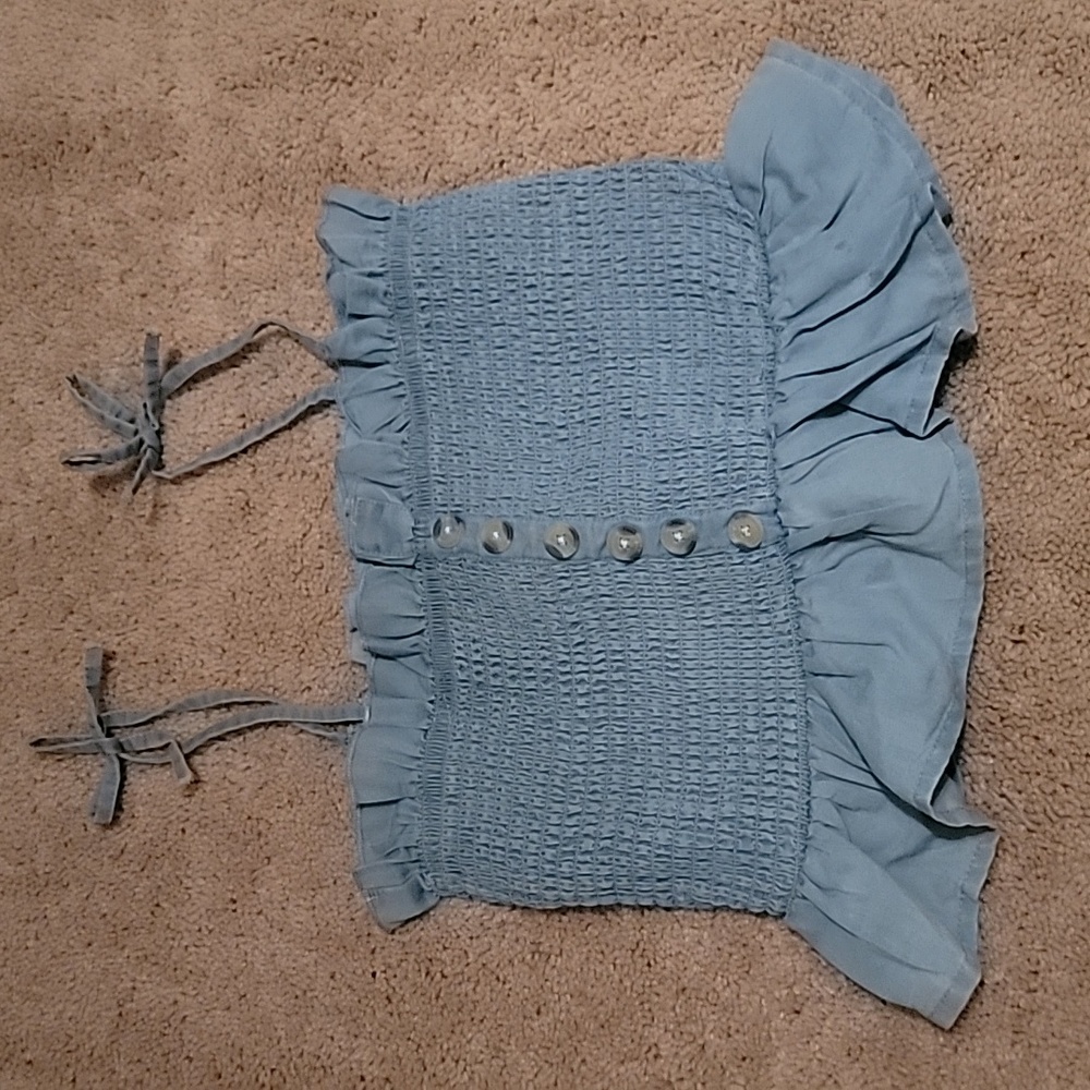 Blue Jean crop tops spaghetti top summer top.